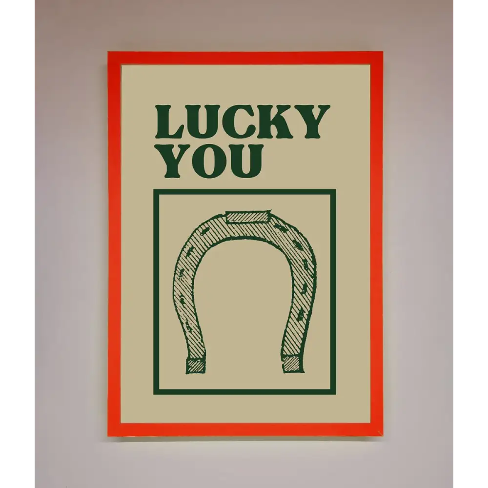 Lucky You Framed Wall Art - B0 (100 x 141 cm) / Neon Red - Framed Print