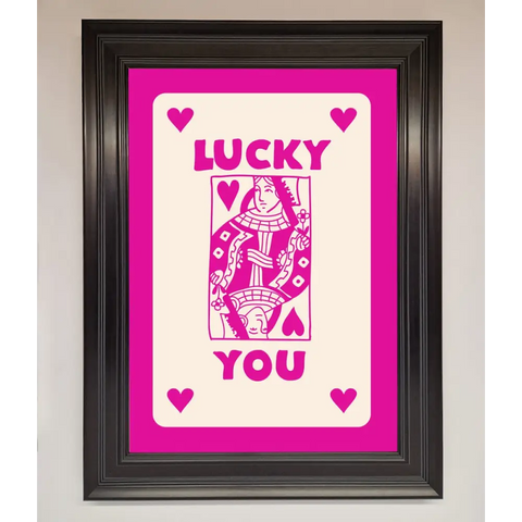 Lucky You Hot Pink Framed Poster - A1 (59.4 x 84.1 cm) / Matt Black - Framed Print