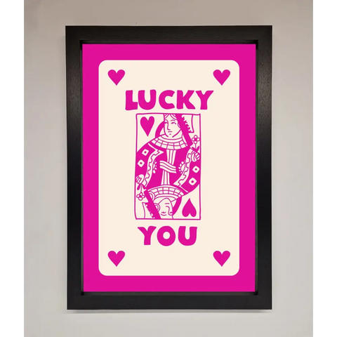 Lucky You Hot Pink Framed Poster - A3 (29.7 x 42 cm) / Black - Framed Print