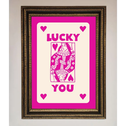 Lucky You Hot Pink Framed Poster - A3 (29.7 x 42 cm) / Ornate Gold Black - Framed Print