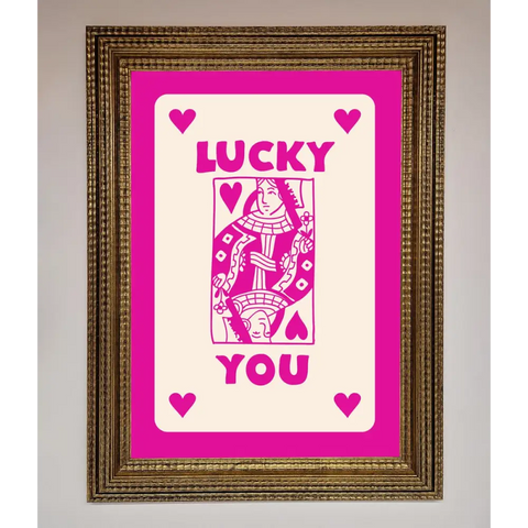 Lucky You Hot Pink Framed Poster - A3 (29.7 x 42 cm) / Ornate Gold - Framed Print