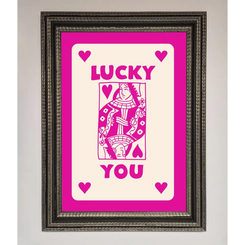 Lucky You Hot Pink Framed Poster - A3 (29.7 x 42 cm) / Ornate Silver Black - Framed Print
