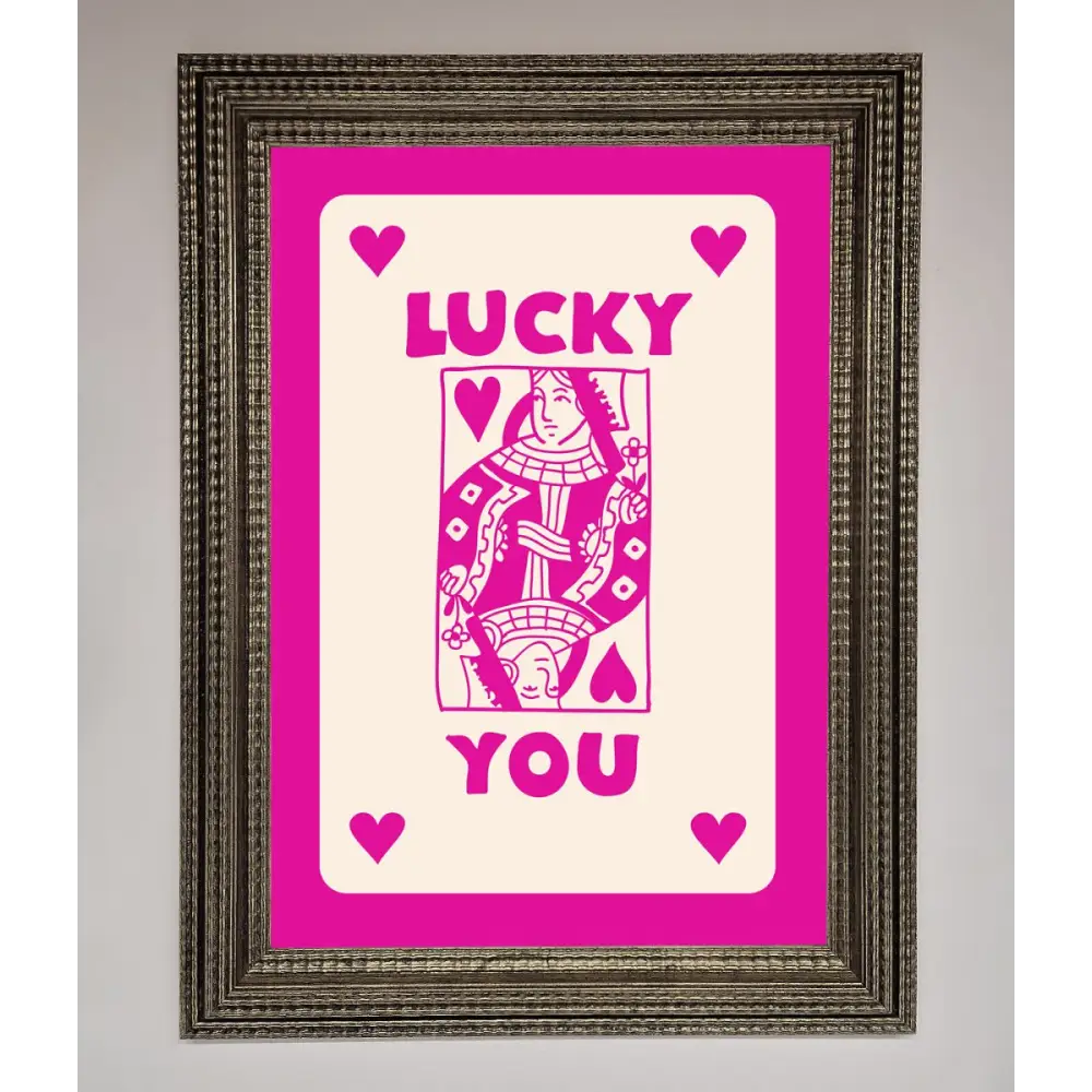 Lucky You Hot Pink Framed Poster - A3 (29.7 x 42 cm) / Ornate Silver - Framed Print