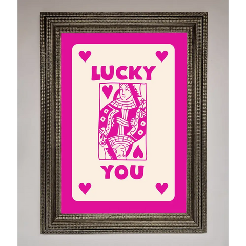 Lucky You Hot Pink Framed Poster - A3 (29.7 x 42 cm) / Ornate Silver - Framed Print
