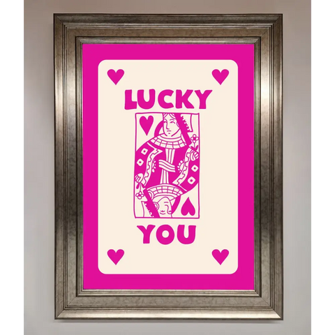Lucky You Hot Pink Framed Poster - A3 (29.7 x 42 cm) / Silver - Framed Print