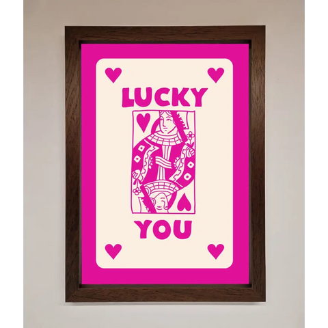 Lucky You Hot Pink Framed Poster - A3 (29.7 x 42 cm) / Walnut - Framed Print