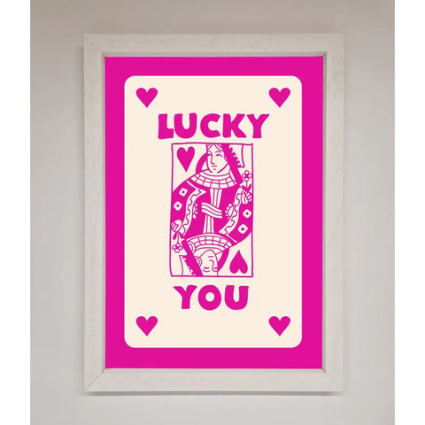 Lucky You Hot Pink Framed Poster - A3 (29.7 x 42 cm) / White - Framed Print