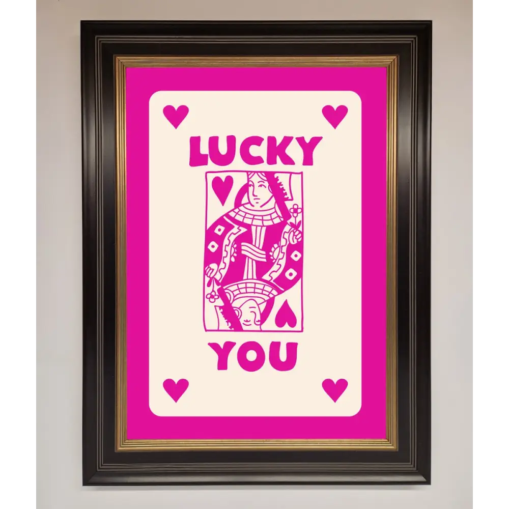 Lucky You Hot Pink Framed Poster - B0 (100 x 141 cm) / Black Gold - Framed Print