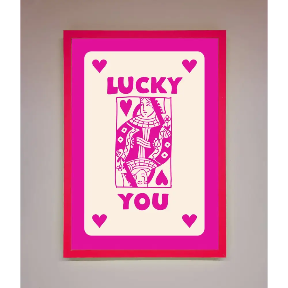 Lucky You Hot Pink Framed Poster - B0 (100 x 141 cm) / Neon Pink - Framed Print