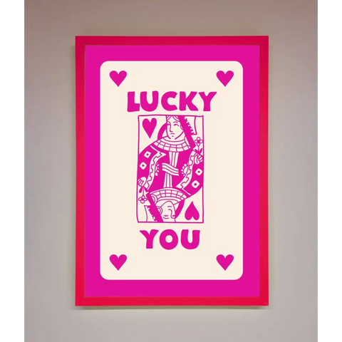 Lucky You Hot Pink Framed Poster - B0 (100 x 141 cm) / Neon Pink - Framed Print