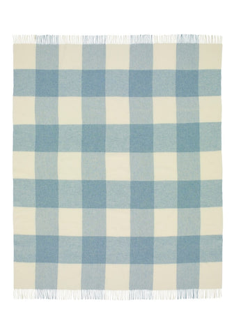 Lucy's  Sky Blue Checker Merino Throw Blanket