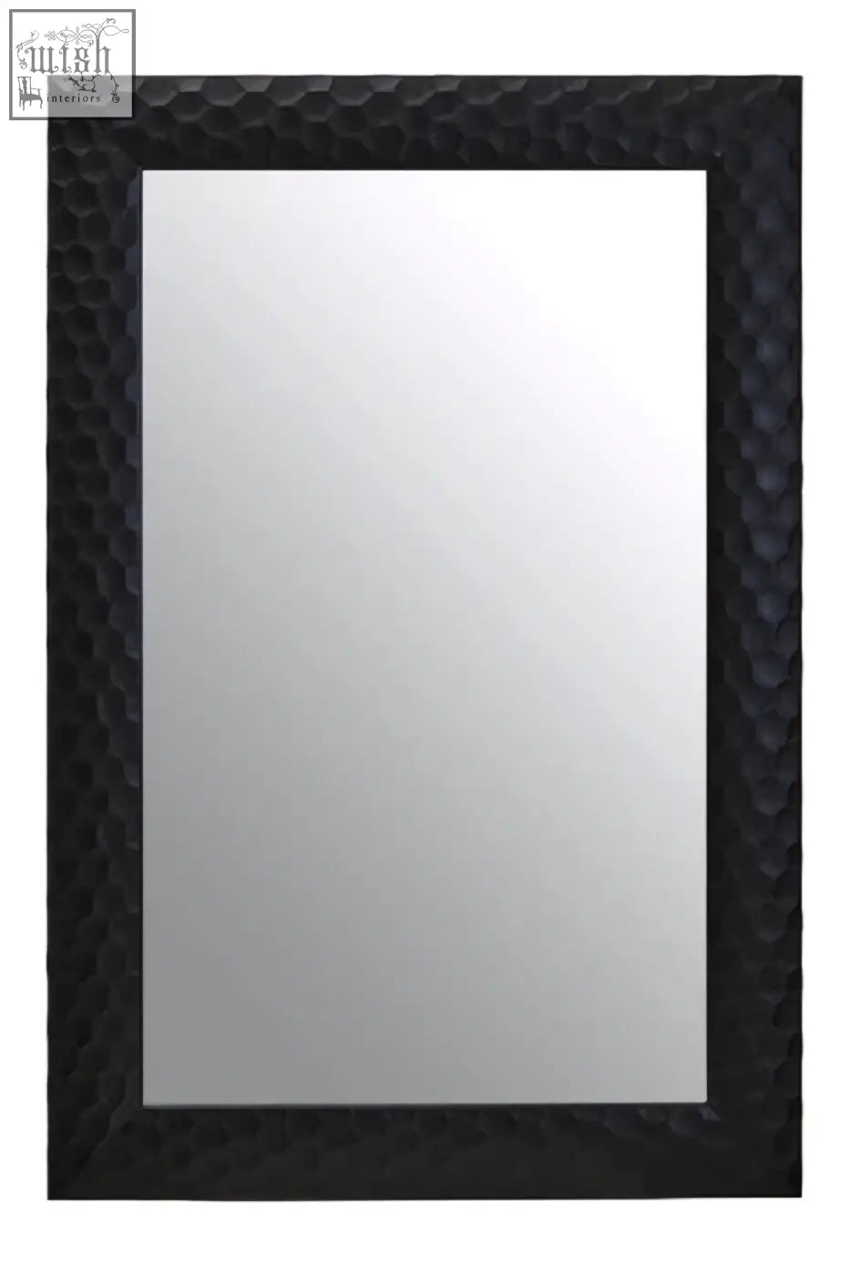 Ludlow wall mirror with a black hammered metal frame rectangular design perfect for stylish wall decoration