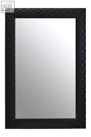 Ludlow wall mirror with a black hammered metal frame rectangular design perfect for stylish wall decoration