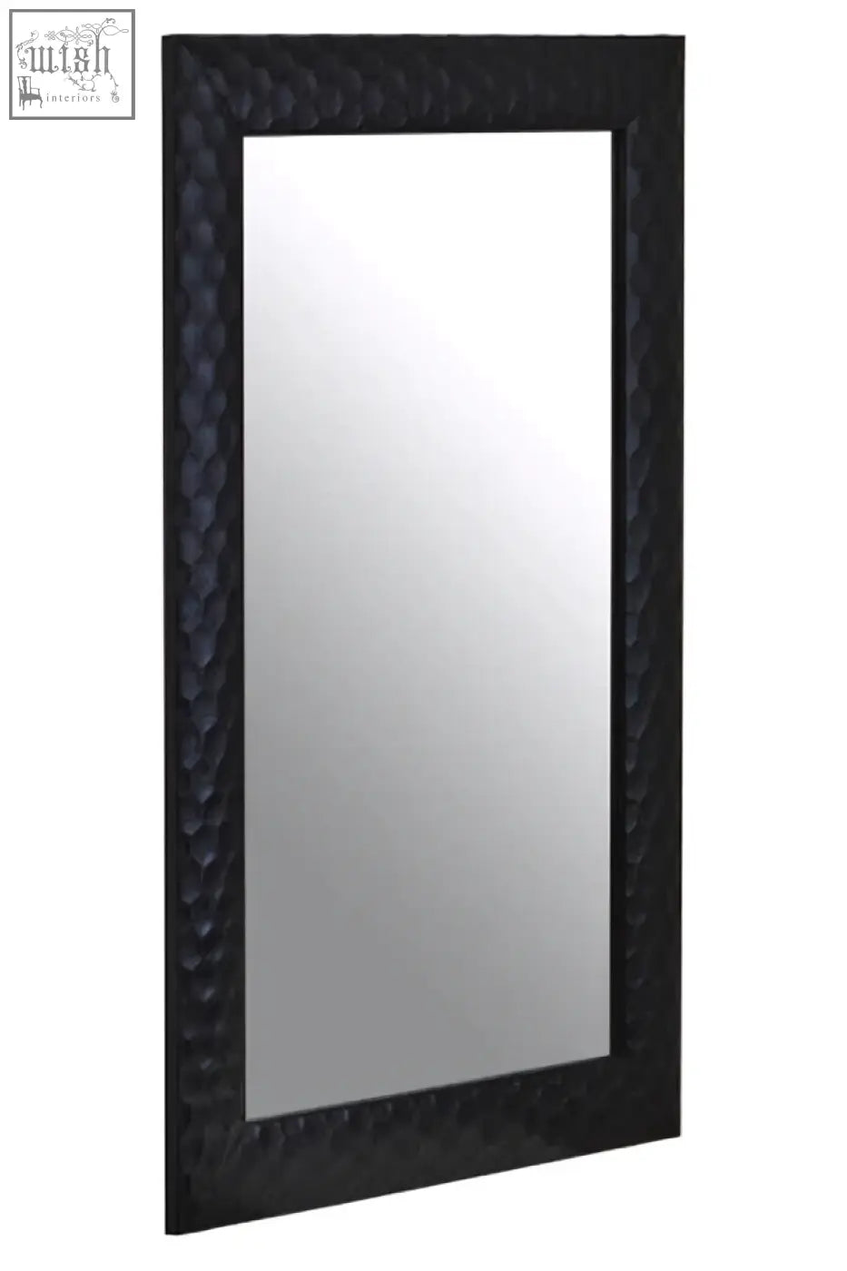 Ludlow wall mirror with black hammered metal rectangular frame perfect for stylish wall mirror decor