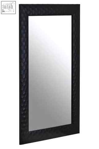 Ludlow wall mirror with black hammered metal rectangular frame perfect for stylish wall mirror decor