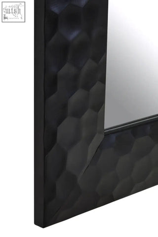 Ludlow wall mirror with black frame features a matte finish and hexagonal patterned design for stylish wall decor