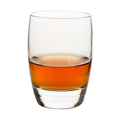 Clear glass luigi bormioli whisky tumbler filled with amber liquid perfect for whiskey drinking set of 6 265ml