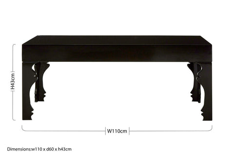 Luis black high gloss coffee table with black lacquer finish and ornate carved legs in classic chinese style