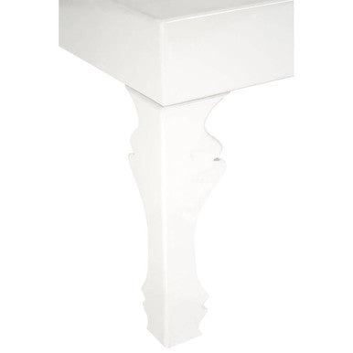 White ceramic sink with ornate sculpted legs paired with the luis white high gloss finish gloss finish coffee table