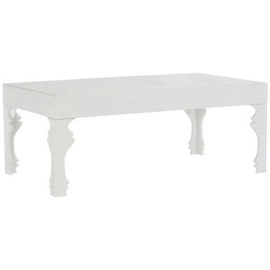 White high gloss coffee table with ornate legs featuring a sleek high gloss finish for stylish living rooms