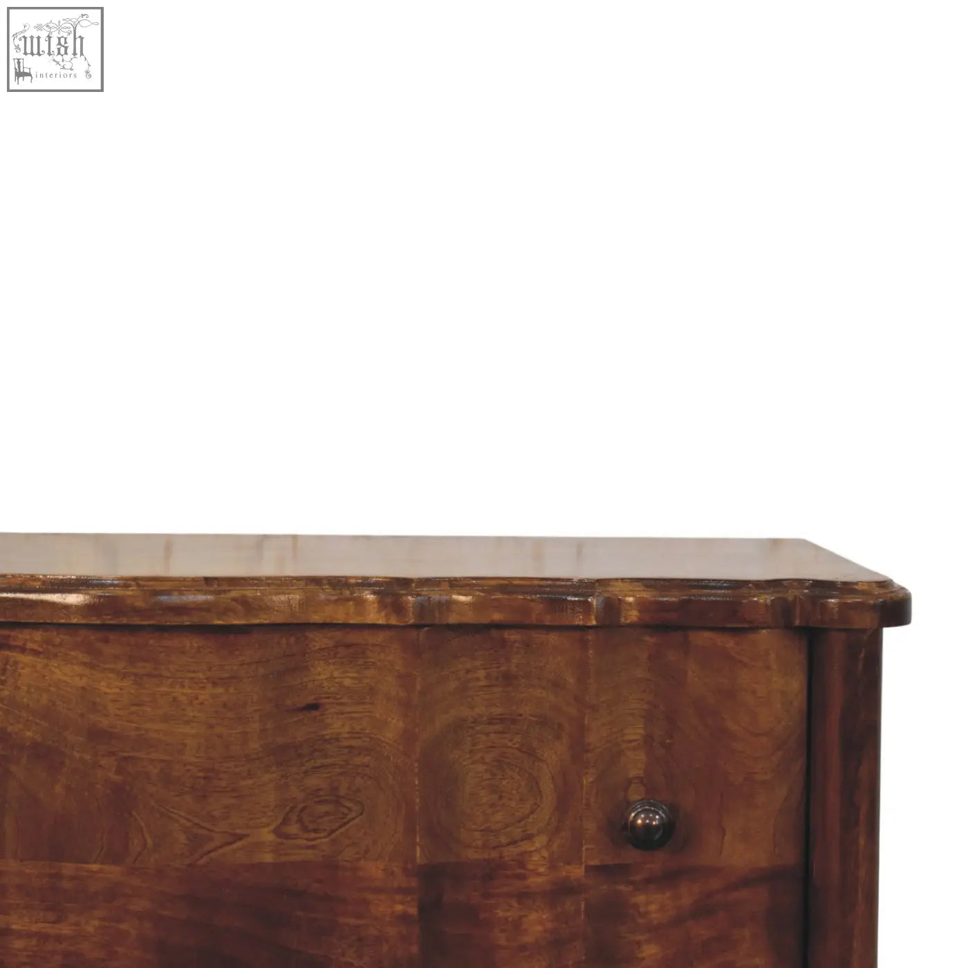 Antique wooden lume 3 drawer chest with rich dark brown finish and visible grain patterns