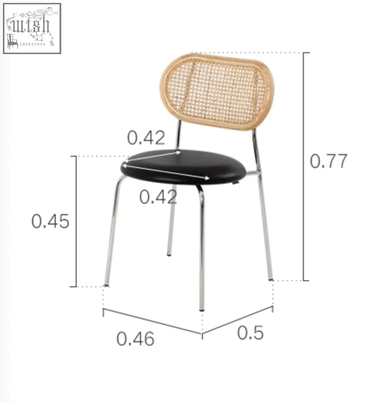 Modern luna dining chair with woven rattan backrest black upholstered seat and oak legs perfect dining chair