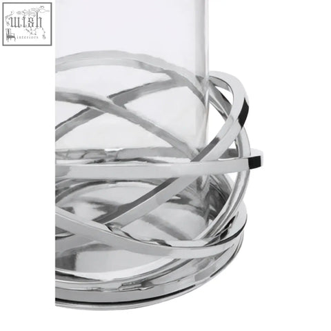 Clear glass candle holder with a sleek silver finish twist small metal base for stylish home decor