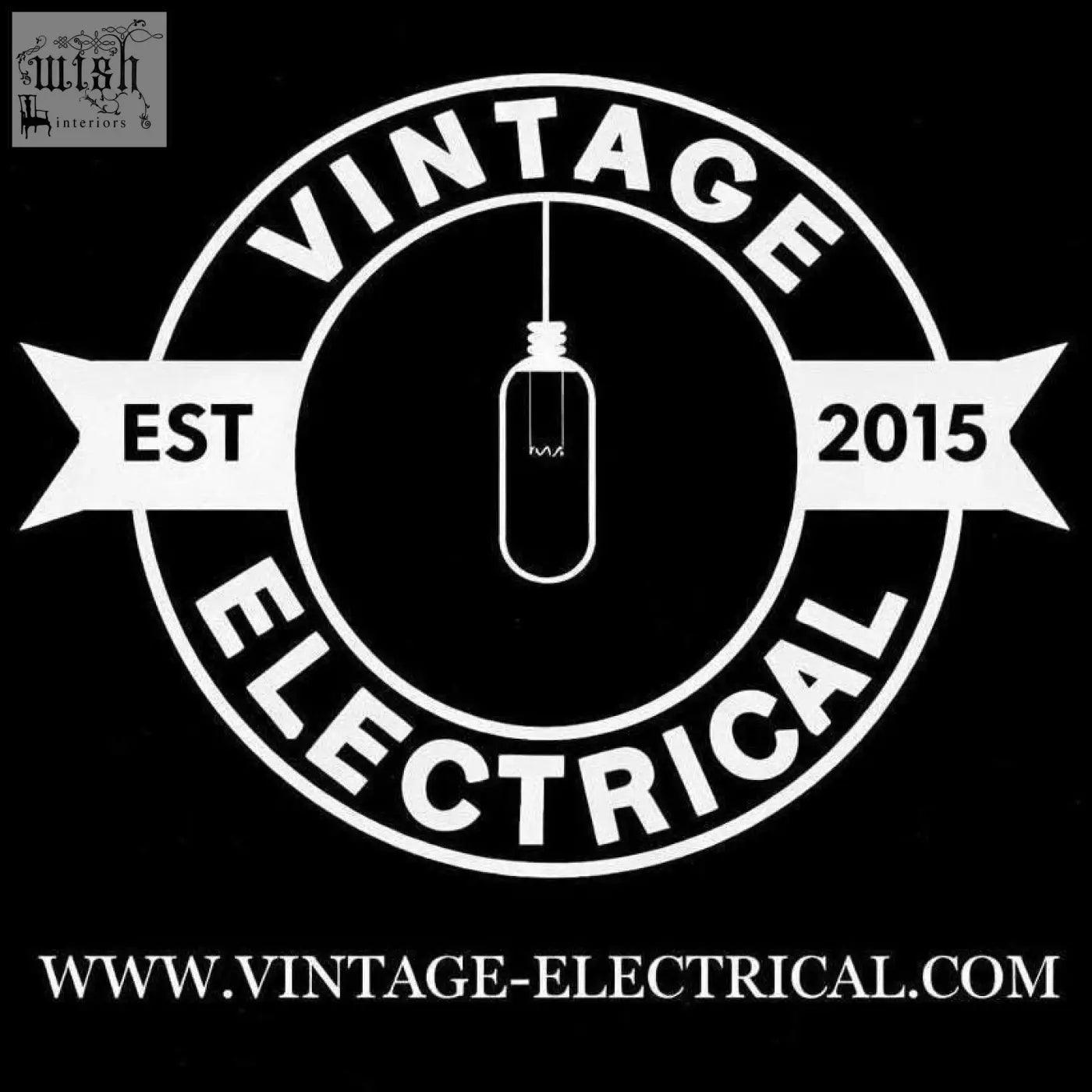 Black and white vintage electrical logo with vintage light bulb on luxury dressboy vintage brass coat hanger rack