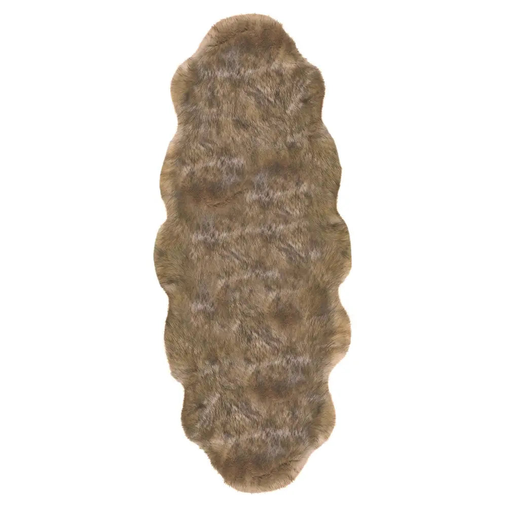 Luxury Grey Brown Faux Fur Rug - 60X180 cm / Brown - Rugs