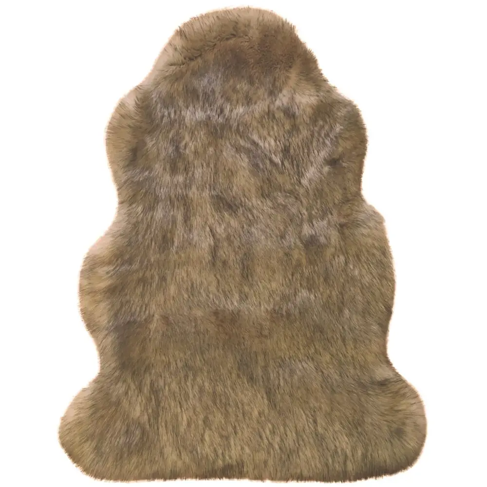 Luxury Grey Brown Faux Fur Rug - 60X90 cm / Brown - Rugs