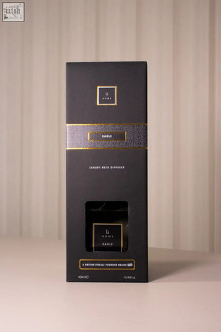 Black rectangular luxury reed diffuser with gold accents from li home in sable color for stylish home fragrance