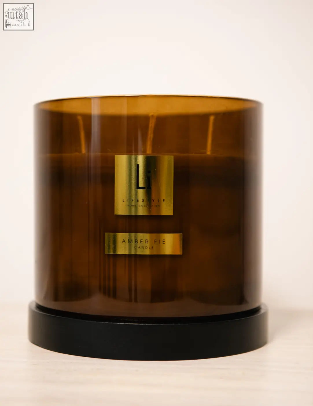 Amber fie luxury xxl candle in amber glass with gold labels and three wicks by lipes yale, 5kg size
