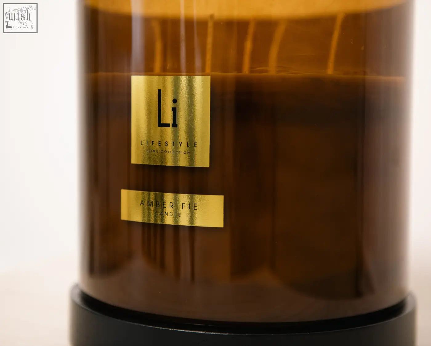 Amber-colored glass candle jar with gold foil labels li lifestyle and amber fleece for luxury xxl candle amber fie 5kg