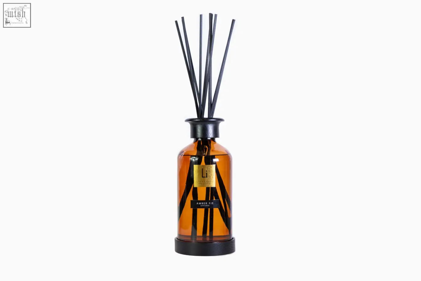 Amber fie luxury xxl room diffuser with amber glass and black reeds for a sleek modern home scent display