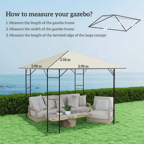 Outsunny 3 x 3(m) Gazebo Canopy Replacement, for 01-0867 - Cream