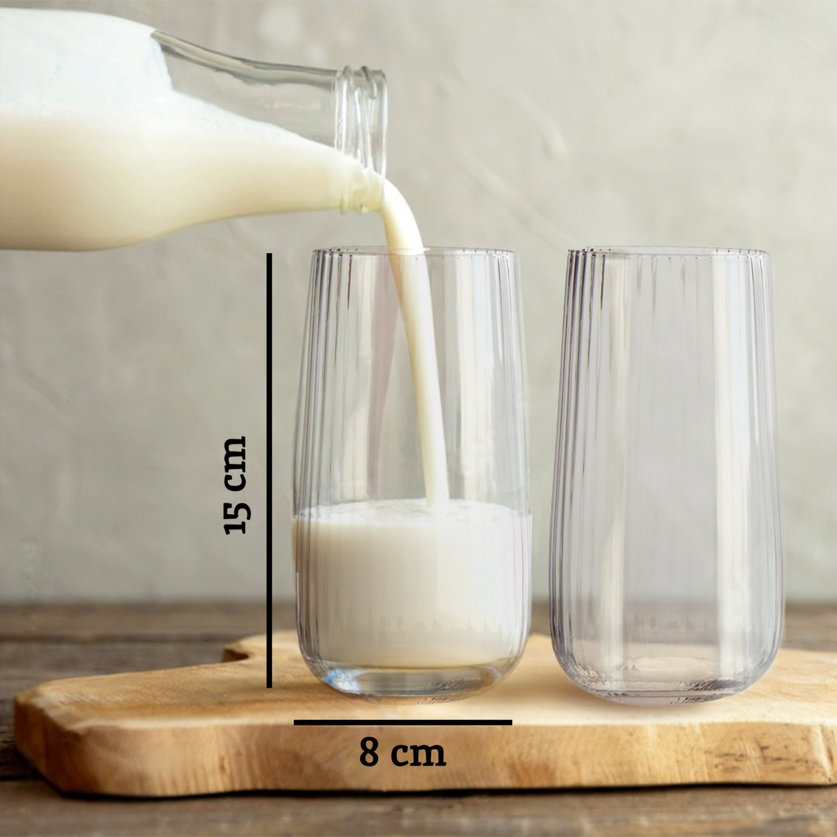 Clear ribbed glass tumbler from the lyle set of four ball glasses with 15 cm height and 8 cm base diameter