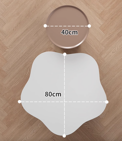 Minimalist round coffee table with matte taupe finish from lynn blossoms coffee table set offering financing and low shipping cost