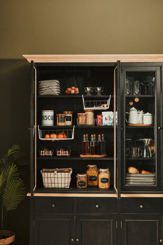 Lyon Black Oak Wood Large Cabinet