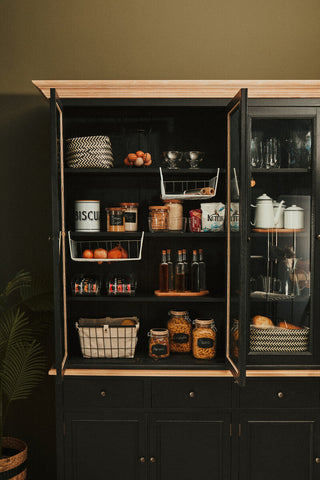 Lyon Black Oak Wood Large Cabinet