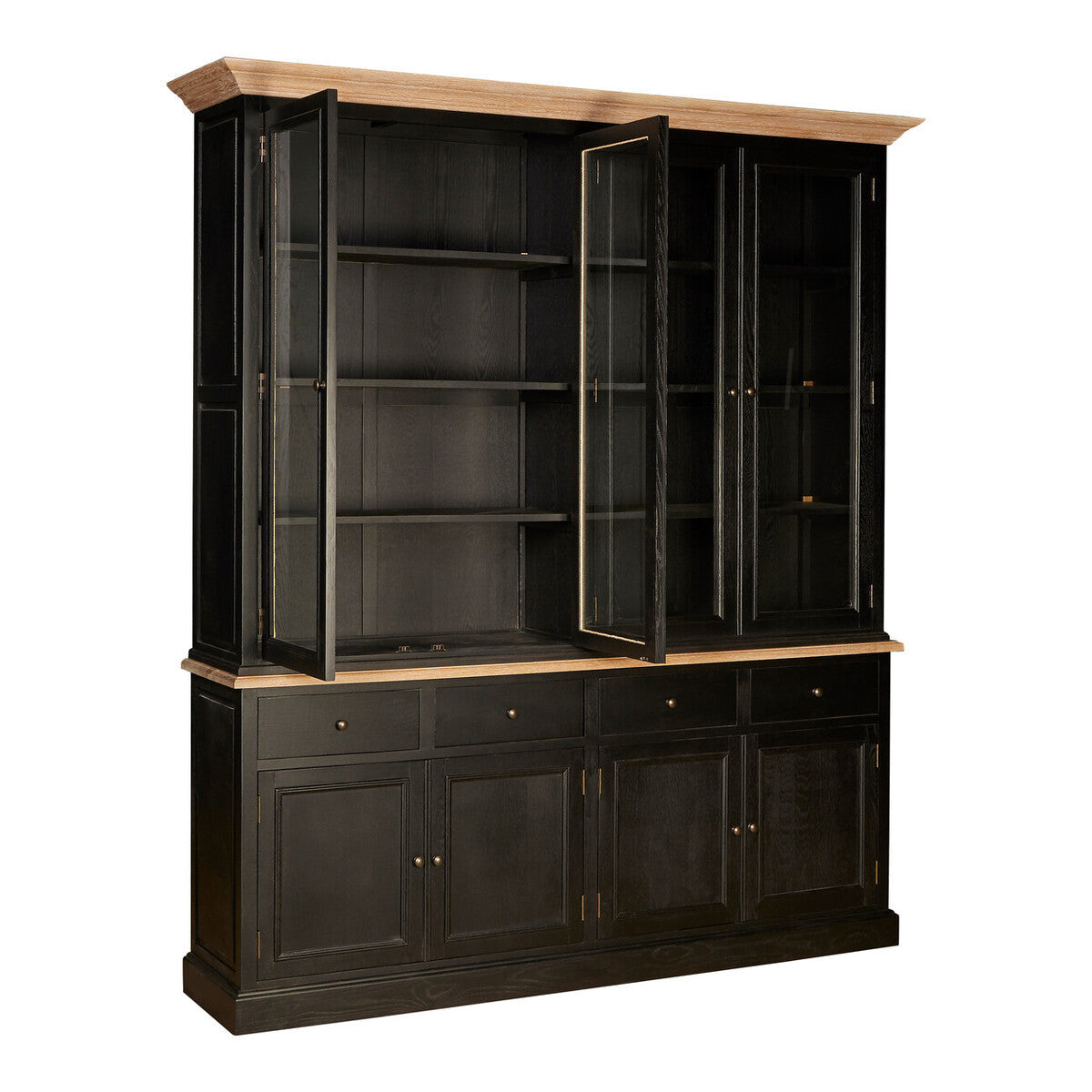 Lyon Black Oak Wood Large Cabinet