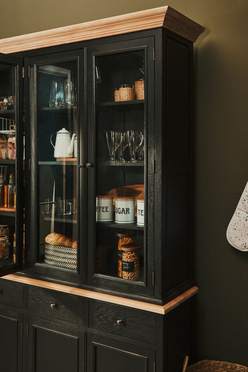 Lyon Black Oak Wood Large Cabinet