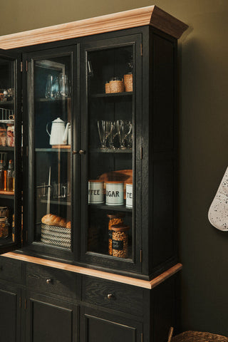 Lyon Black Oak Wood Large Cabinet