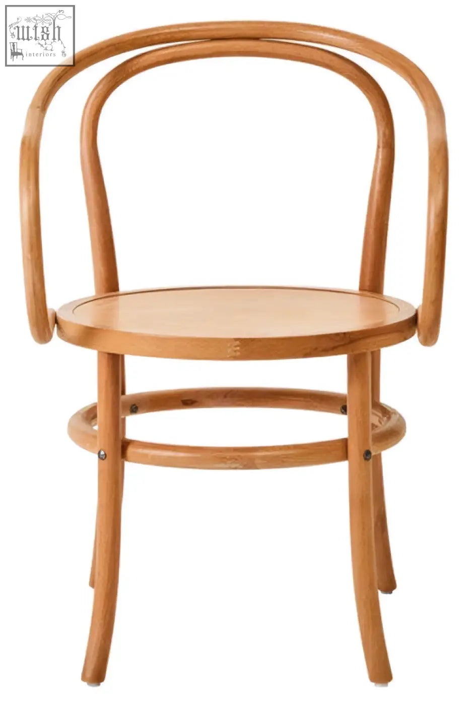 Light brown lyon natural beech wood dining chair with bentwood curved backrest and seat in classic design