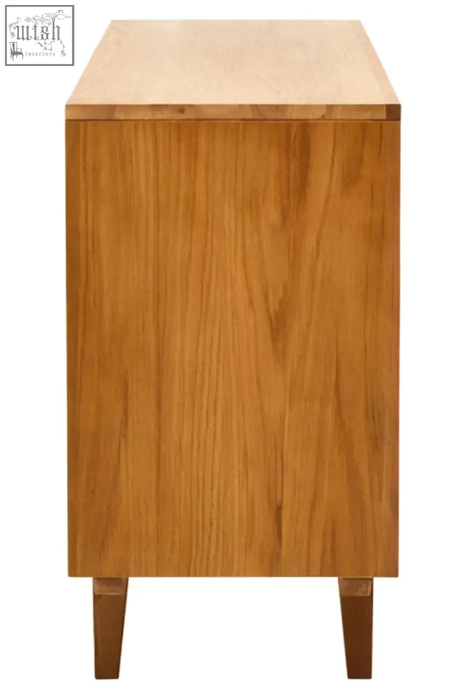 Light oak wood lyon rattan 4 door sideboard with clean lines and tapered legs for stylish storage
