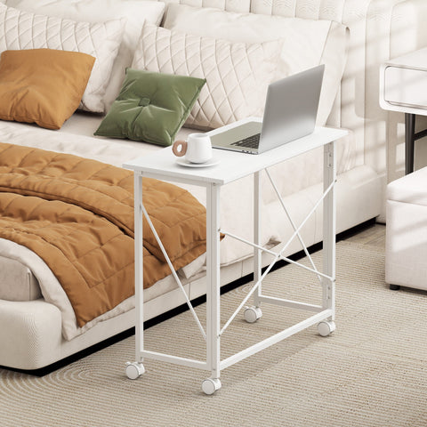 HOMCOM 80 cm Folding Desk on Wheels - White
