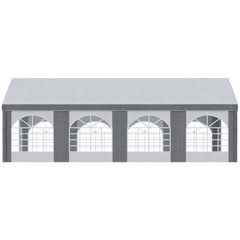 Outsunny 8 x 4m Galvanised Party Tent, Marquee Gazebo with Sides, Eight Windows and Double Doors, for Parties, Wedding and Events