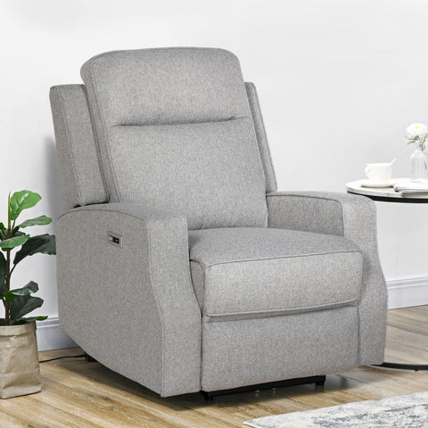HOMCOM 150\'c2\'b0 Electric Reclining Chair, with USB port and Footrest - Grey