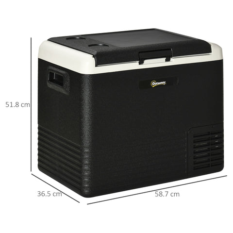 Outsunny 50L Car Refrigerator, Portable Compressor Car Fridge Freezer, Electric Cooler Box with 12/24V DC and 110-240V AC for Camping, Driving, Picnic, Down to -20\'e2\'84\'83