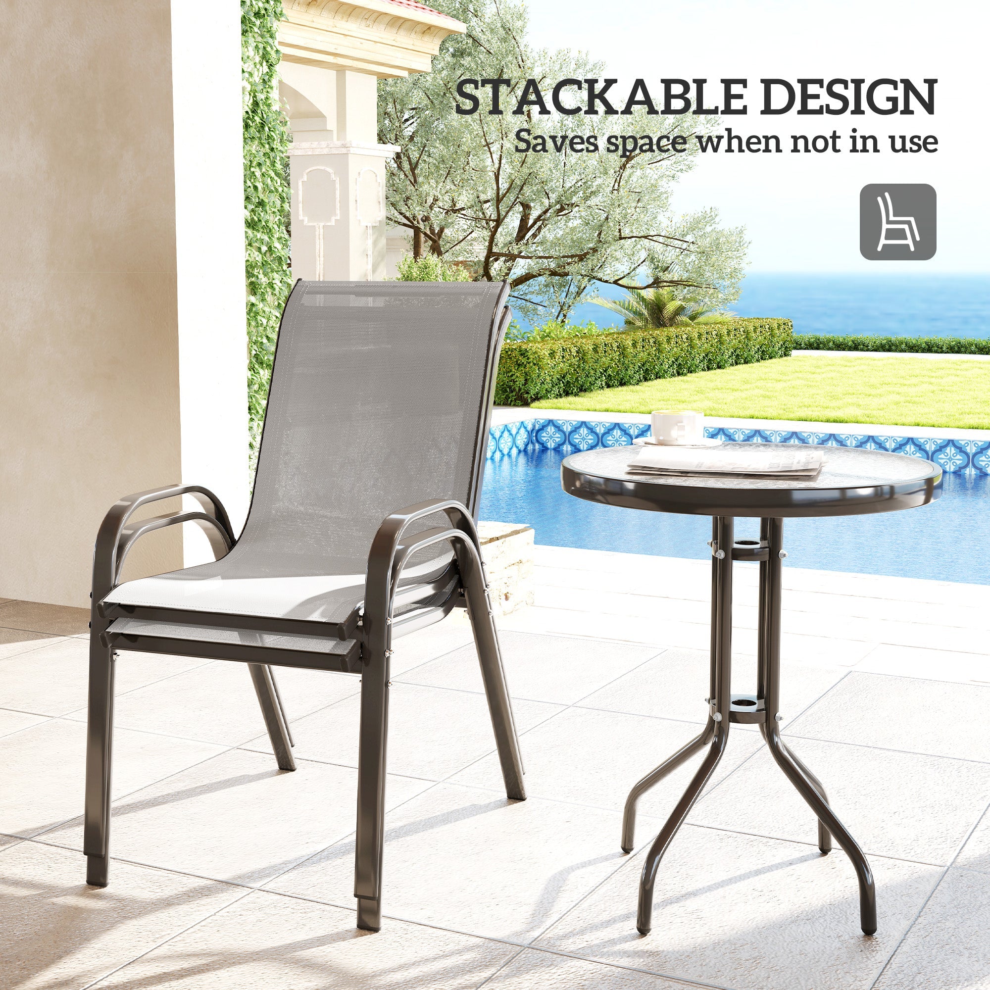 Outsunny Three-Piece Outdoor Garden Set - Light Grey