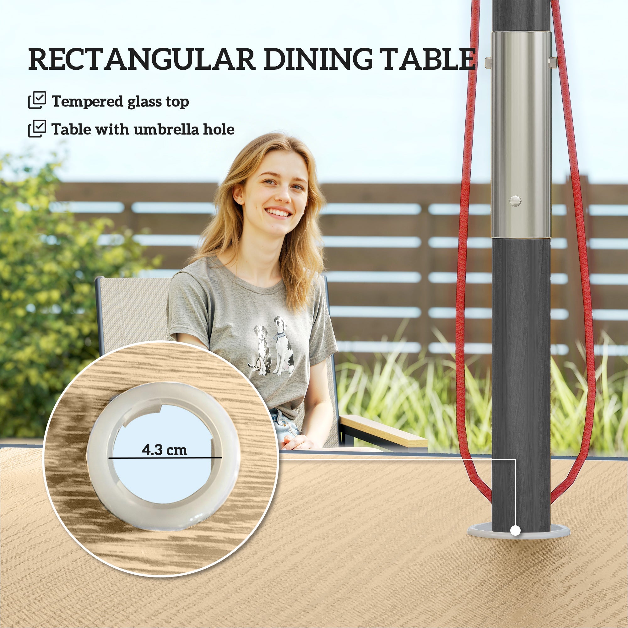 Outsunny Five-Piece Metal Dining Set, with Glass-Top Table - Khaki